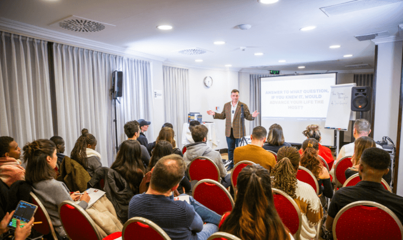 Mykola Latansky leading a live masterclass in Budapest